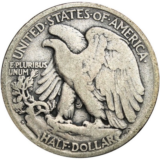 1917 D Silver Walking Liberty Half Dollar Reverse Mintmark G/VG 1917 D Silver Walking Liberty Half Dollar Reverse Mintmark G/VG