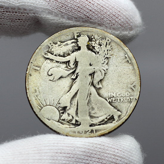 1921 S Silver Walking Liberty Half Dollar G/VG Condition