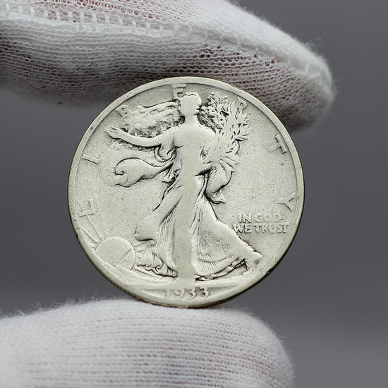1933 S Silver Walking Liberty Half Dollar G/VG Condition