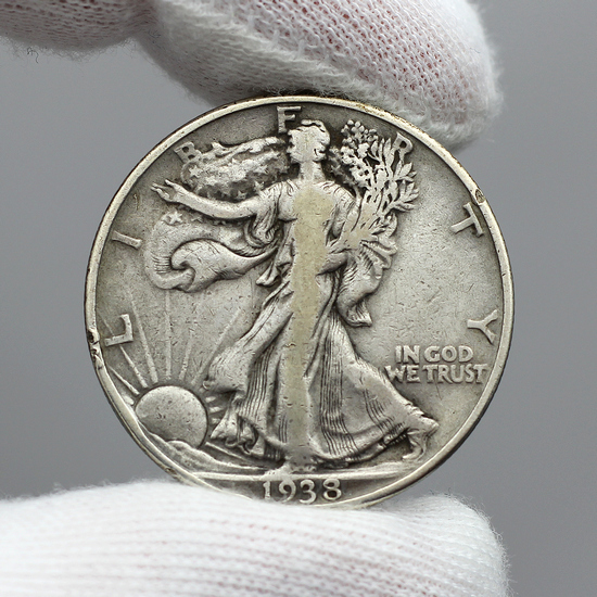 1938 D Silver Walking Liberty Half Dollar G/VG Condition