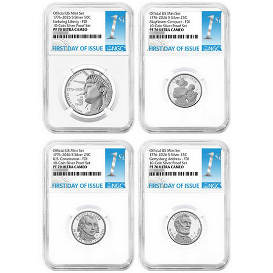 2026 S United States Mint Semiquincentennial Silver Proof Set PF70 UC FDI NGC 1st Label 2026 S United States Mint Semiquincentennial Silver Proof Set PF70 UC FDI NGC 1st Label