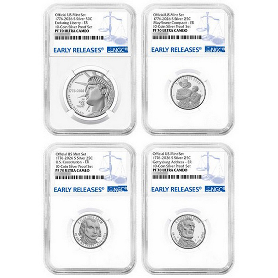 2026 S United States Mint Semiquincentennial Silver Proof Set PF70 UC ER NGC Blue Label 2026 S United States Mint Semiquincentennial Silver Proof Set PF70 UC ER NGC Blue Label