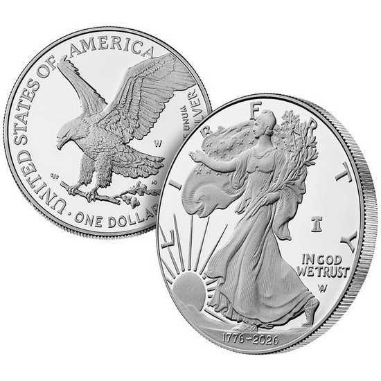1776-2026 W Proof Silver Eagle 250th Anniversary Liberty Bell Privy OGP