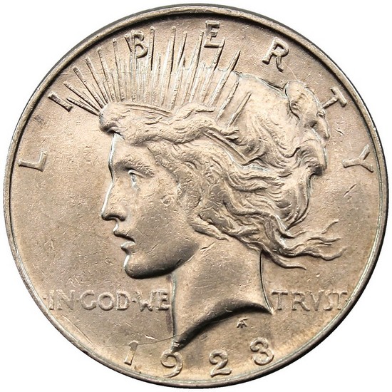 1923 D Silver Peace Dollar AU/BU Condition