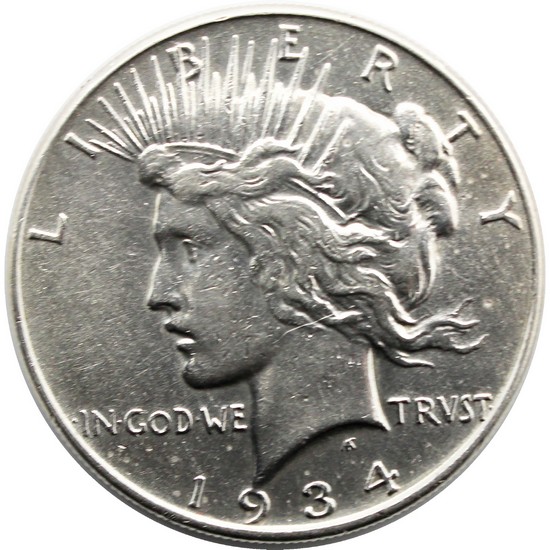 1934 Silver Peace Dollar Average Circulated