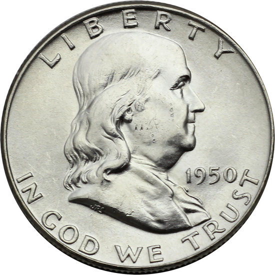 1950 Franklin Silver Half Dollar BU Condition