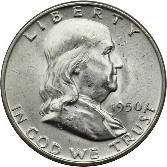 1950 D Franklin Silver Half Dollar BU Condition