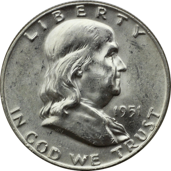 1951 D Franklin Silver Half Dollar BU Condition