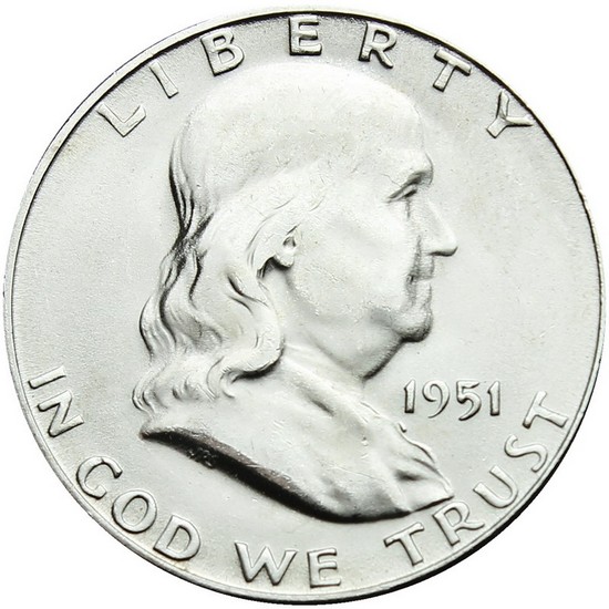 1951 S Silver Franklin Half Dollar BU Condition