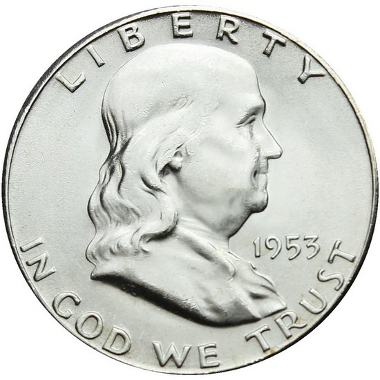 1953 S Silver Franklin Half Dollar BU