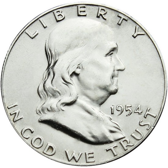 1954 S Silver Franklin Half Dollar BU Condition