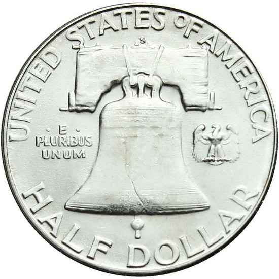1954 S Silver Franklin Half Dollar BU Condition 1954 S Silver Franklin Half Dollar BU Condition