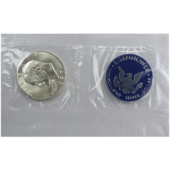 1974 S Eisenhower Silver-Clad Dollar BU in OGP 1974 S Eisenhower Silver-Clad Dollar BU in OGP