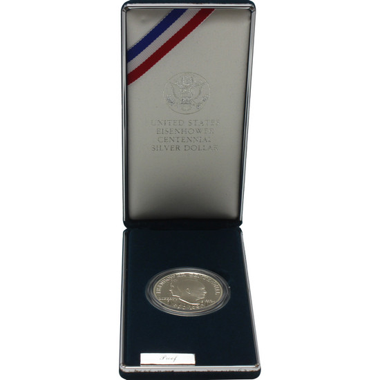 1990 P Eisenhower Centennial Silver Dollar PF Coin in OGP