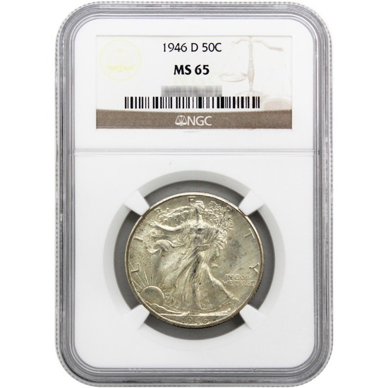 1946 D Walking Liberty Half Dollar MS65 NGC Brown Label