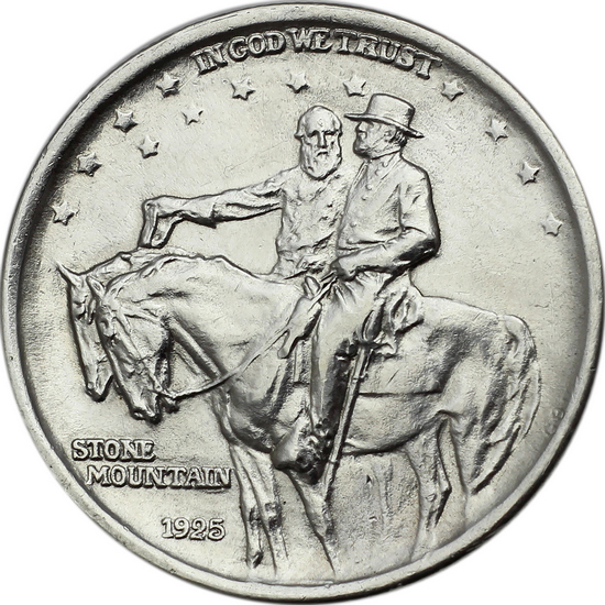 1925 Stone Mountain Memorial Half Dollar Silver XF/AU Condition in Cap & Box