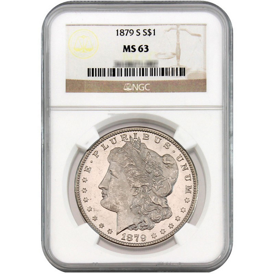 1879 S Morgan Silver Dollar MS63 NGC Brown Label