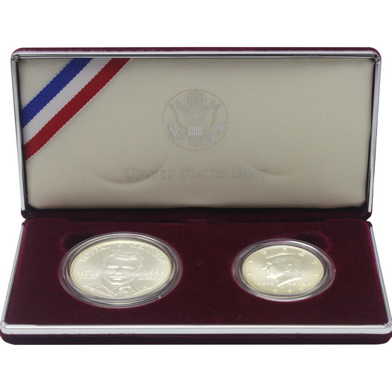 1998 S Kennedy Silver Dollar and Half Dollar BU Coins 2pc Set in OGP