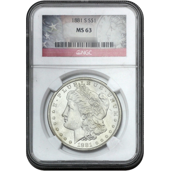 1881 S Morgan Silver Dollar MS63 NGC Morgan/Flag Label