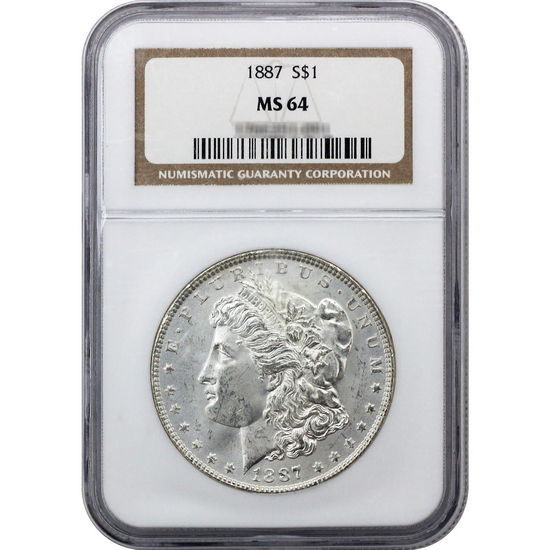 1887 Morgan Silver Dollar MS64 NGC Brown Label