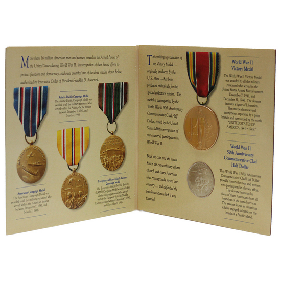 1991-1995 P World War II Half Dollar Coin and Medal Set Uncirculated in OGP 1991-1995 P World War II Half Dollar Coin and Medal Set Uncirculated in OGP