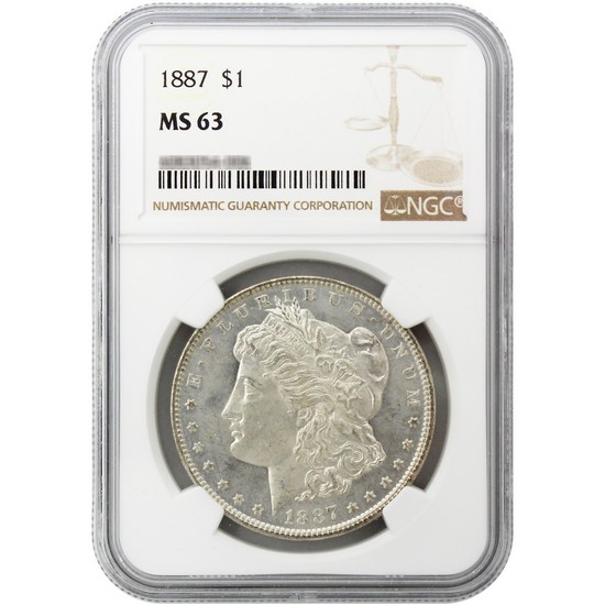 1887 Morgan Silver Dollar MS63 NGC Brown Label