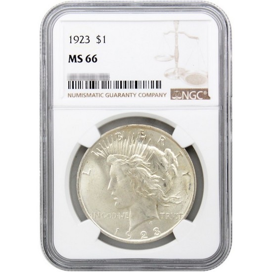 1923 Peace Silver Dollar MS66 NGC Brown Label