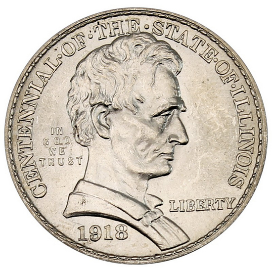 1918 Lincoln/Illinois Commemorative Half Dollar BU Condition
