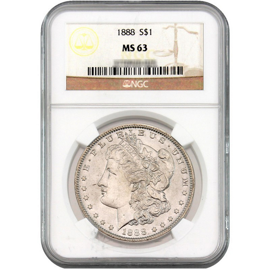 1888 Morgan Silver Dollar MS63 NGC Brown Label