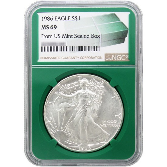 1986 American Silver Eagle MS69 NGC | SilverTowne