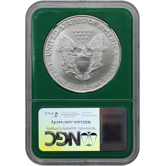 1997 Silver American Eagle MS69 NGC Green Core
