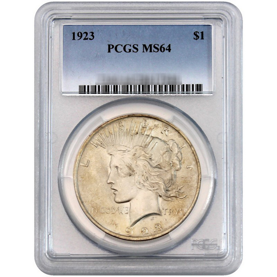 1923 Peace Silver Dollar MS64 PCGS Blue Label