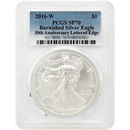 2016 W Burnished Silver American Eagle SP70 PCGS Blue Label