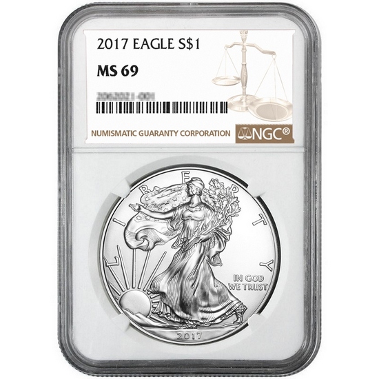 2017 Silver American Eagle MS69 NGC Brown Label