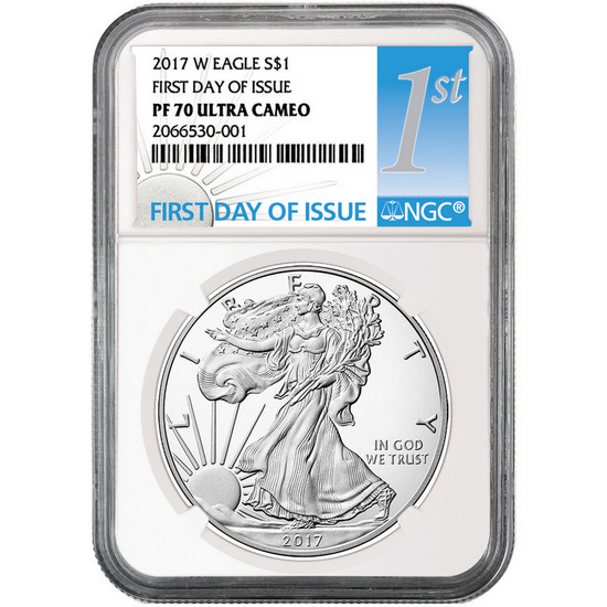 2017 W Silver American Eagle Coin PF70 UC FDI NGC 1st Label