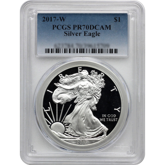 2017 W Silver American Eagle Coin PR70 DCAM PCGS Blue Label