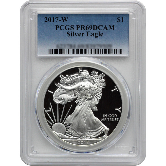 2017 W Silver American Eagle Coin PR69 DCAM PCGS Blue Label