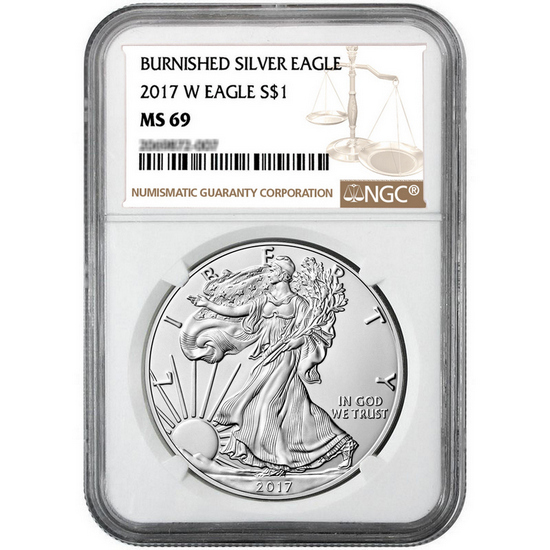 2017 W Burnished Silver American Eagle MS69 NGC Brown Label