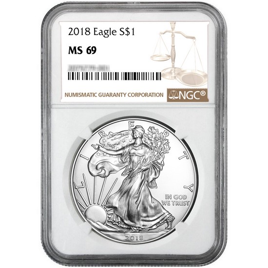 2018 Silver American Eagle MS69 NGC Brown Label