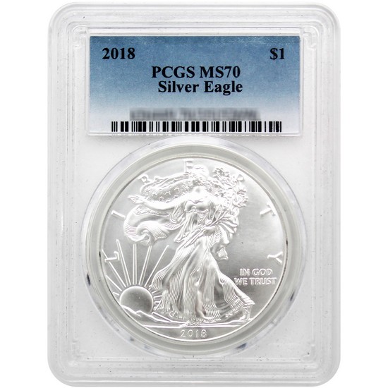 2018 Silver American Eagle MS70 PCGS Blue Label