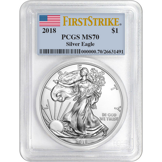 2018 Silver American Eagle MS70 FS PCGS Flag Label