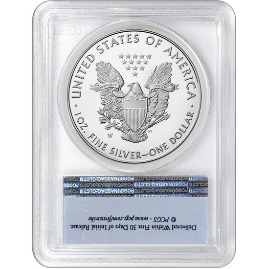 2018 W Silver American Eagle Coin PR70 FS DCAM PCGS Flag Label 2018 W Silver American Eagle Coin PR70 FS DCAM PCGS Flag Label