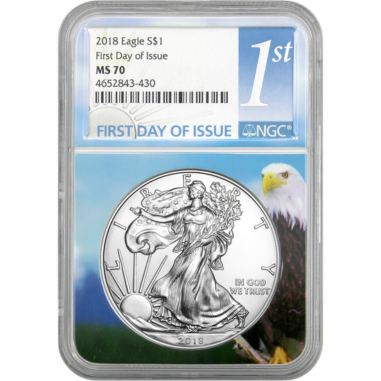 2018 Silver American Eagle MS70 FDI NGC 1st Label Eagle Core