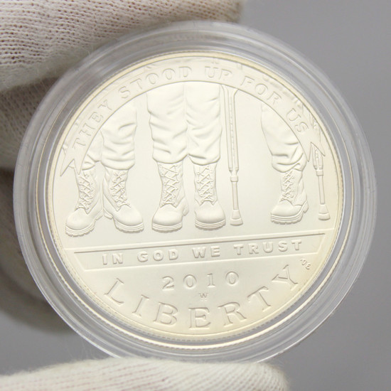 2010 W Disabled Veterans Silver Dollar BU Coin in OGP 2010 W Disabled Veterans Silver Dollar BU Coin in OGP