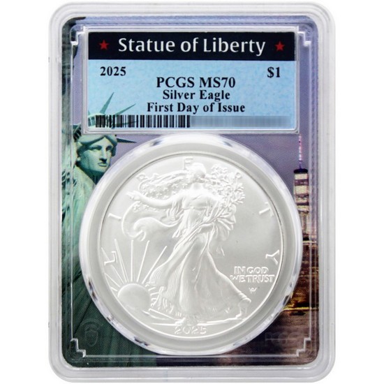 2025 Silver American Eagle Coin MS70 FDI PCGS Statue of Liberty Picture Frame