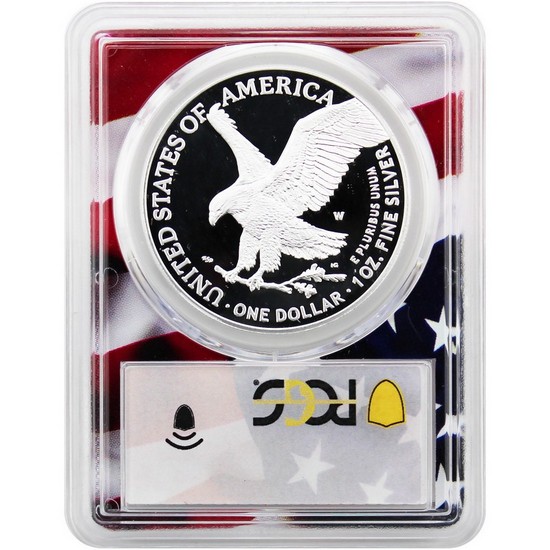 2025 W Silver American Eagle Coin PR70 DCAM FS PCGS Flag Picture Frame 2025 W Silver American Eagle Coin PR70 DCAM FS PCGS Flag Picture Frame