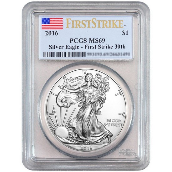 2016 Silver American Eagle MS69 FS PCGS Flag Label