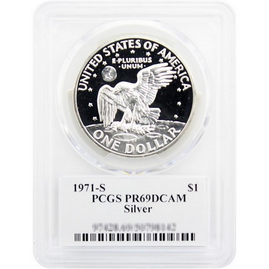 1971 S Silver Eisenhower Dollar MS69 DCAM PCGS Eisenhower Label 1971 S Silver Eisenhower Dollar MS69 DCAM PCGS Eisenhower Label
