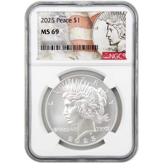 2025 Peace Silver Dollar Set MS69 NGC Peace Dollar Label