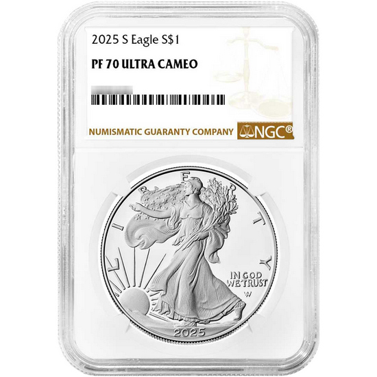 2025 S Silver American Eagle Coin PF70 UC NGC Brown Label